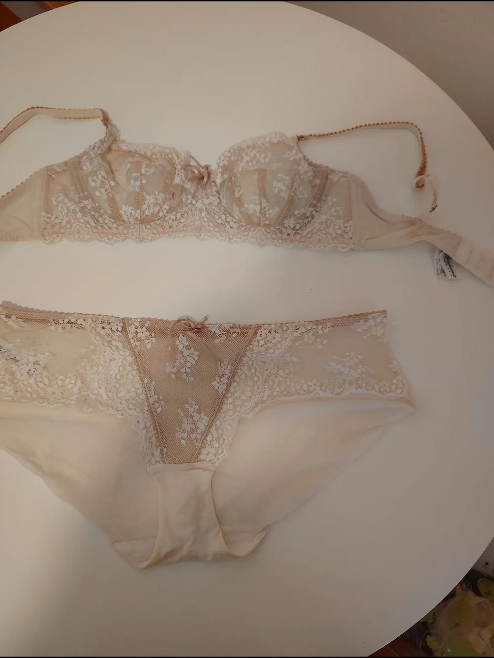Delicate Lace Underwire Bra & Bikini - Cream